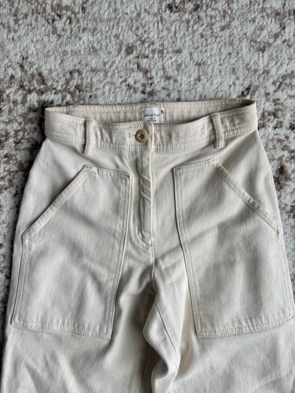 Wilfred Free Aritzia Off-White/Cream Modern Utility Mid-Rise Jean Pants - Picture 3 of 11